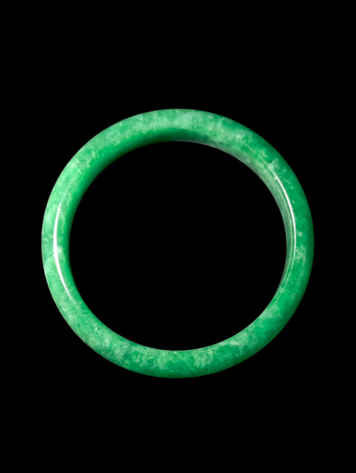 Vintage Genuine Green Jadeite 11.75mm Thick Bangle Bracelet
