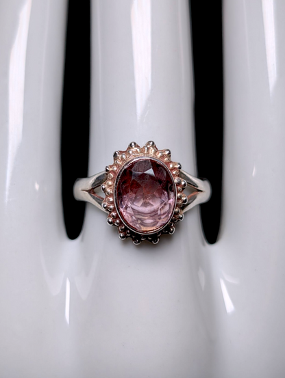 Vintage Artisan Oval Cut Genuine Light Purple Amethyst Solitaire Bezel Set Sterling Silver Ring