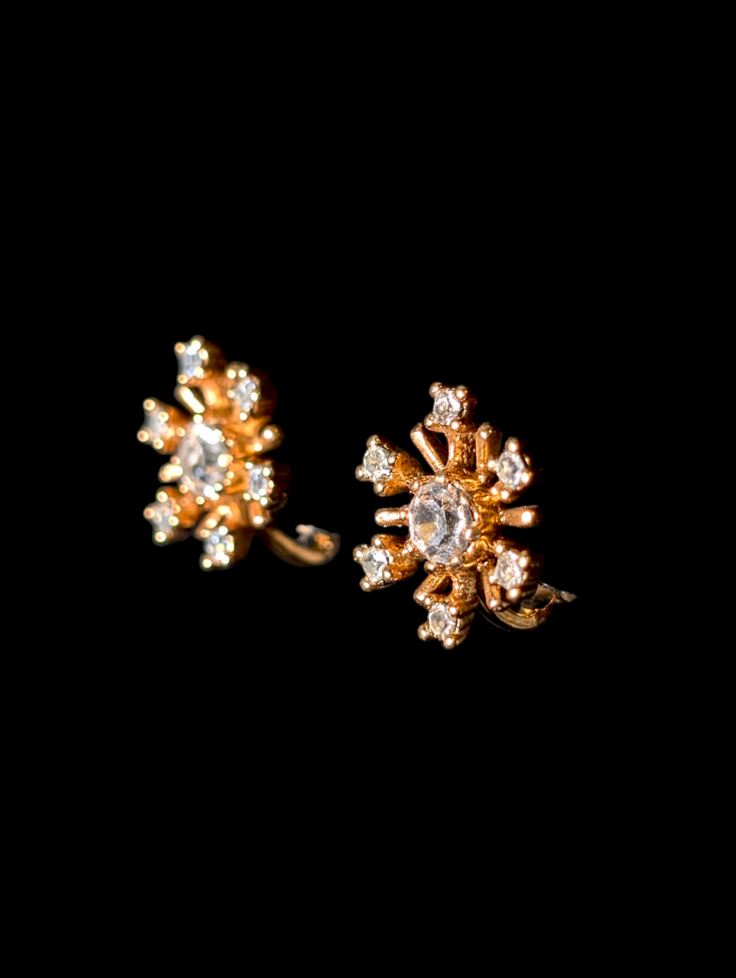 Vintage Avon Rhinestone Starburst Snowflake Earrings