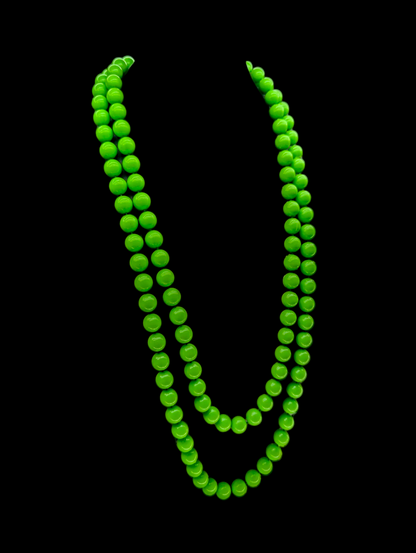 1960s Vintage Green Lucite Beaded Long Necklace