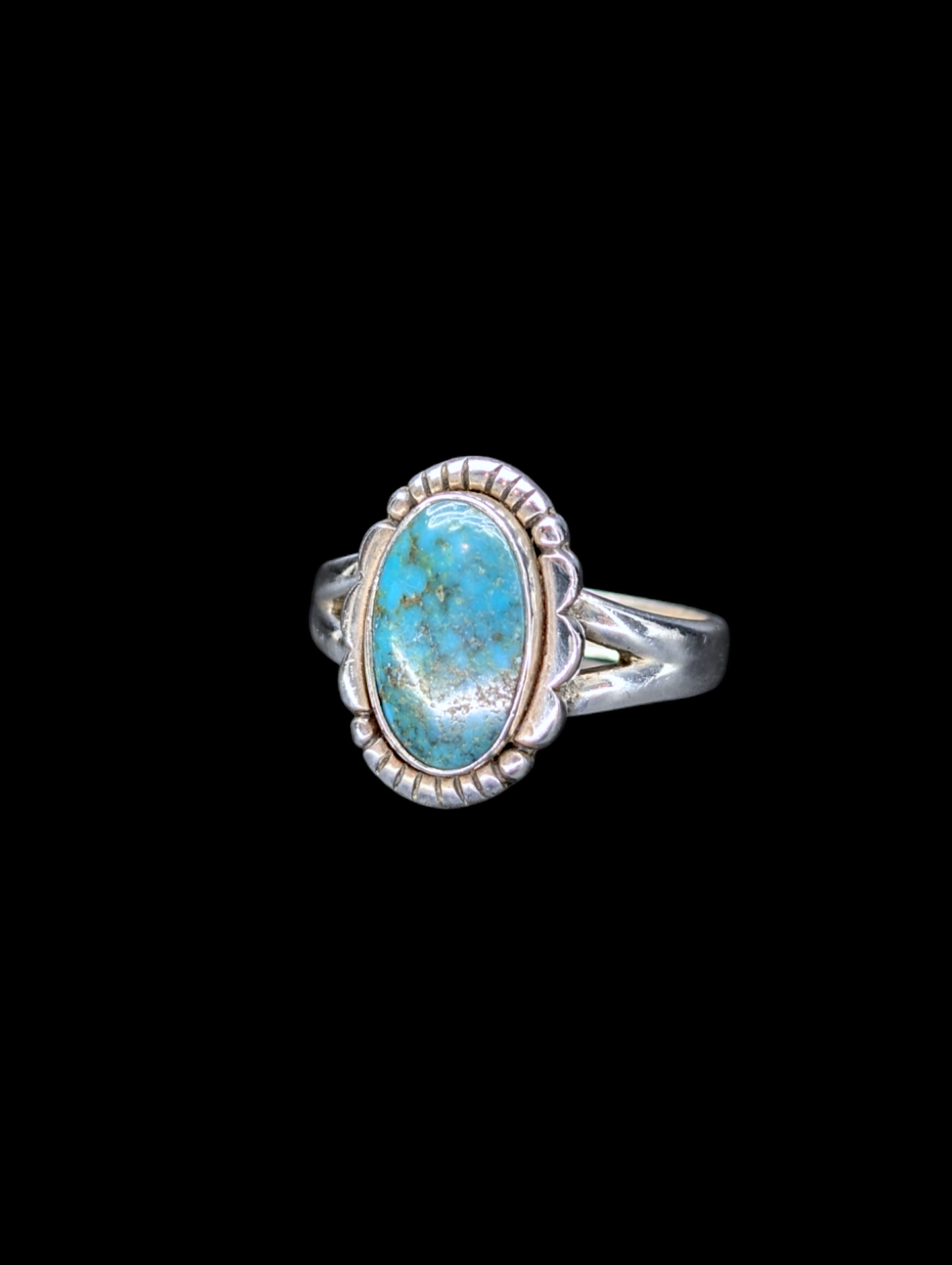 Vintage Native American Genuine Turquoise Sterling Silver Ring