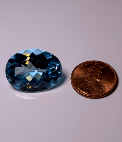 Large Genuine Blue Topaz Oval Cut 32.35 Carat 23mm x 17.35mm Loose Gemstone