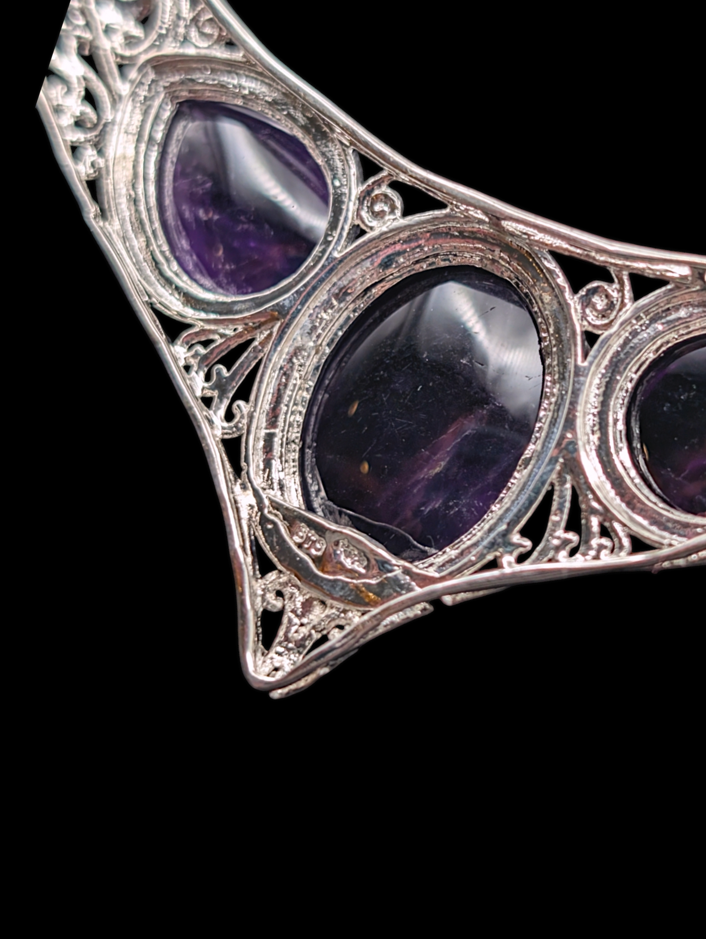 Gothic inspired Sterling Silver Earth Mined Amethyst Necklace, Ring and Earrings Set