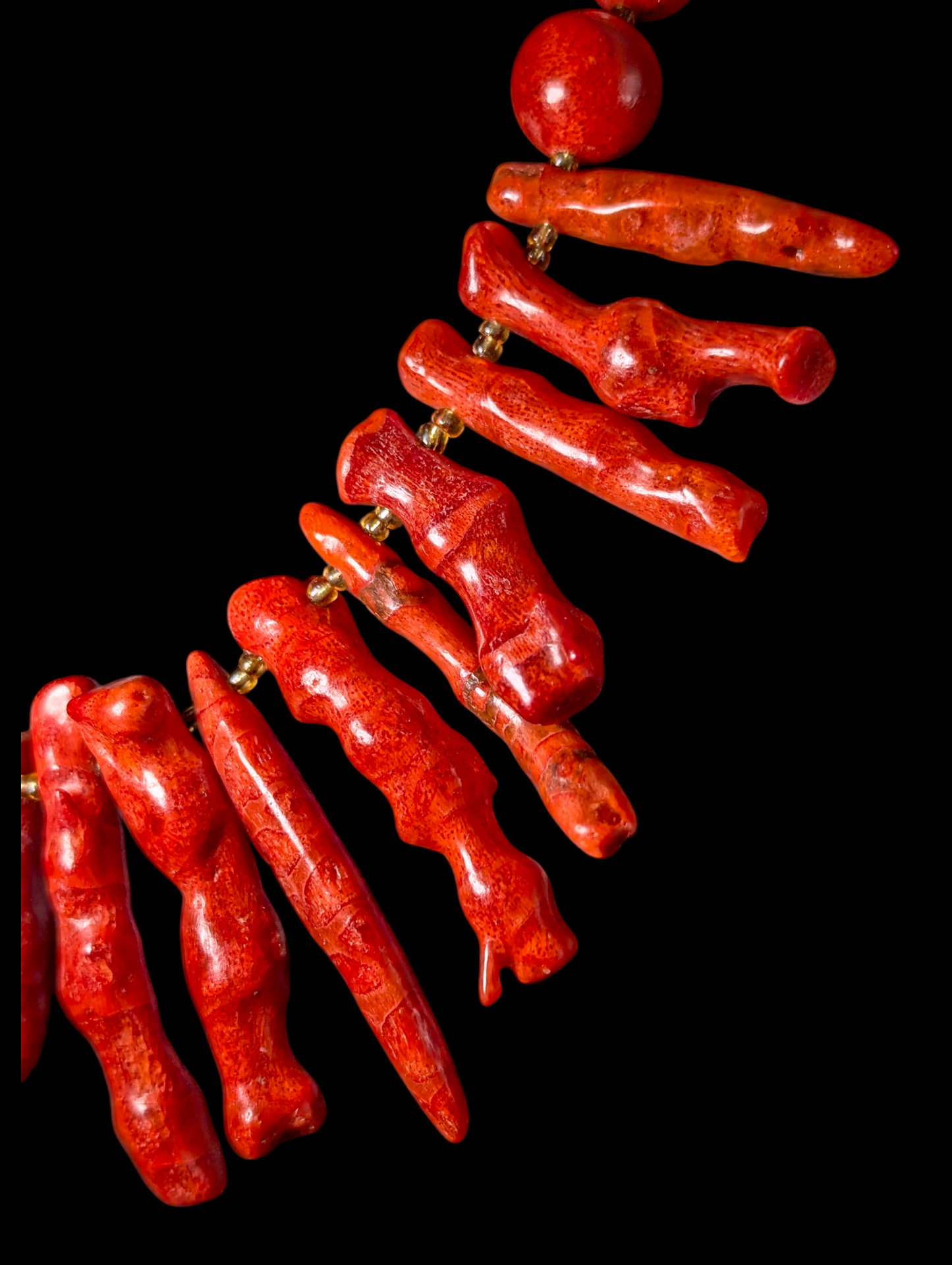 Vintage Lee Sands Genuine Branch Red Coral Graduating Statement Necklace