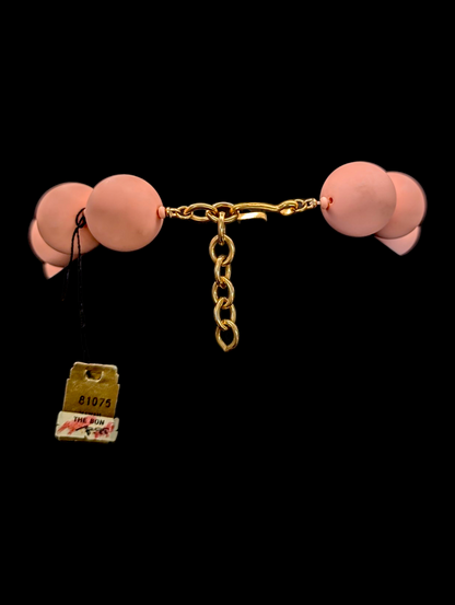 Vintage Monet Extra Large Bubblegum Pink Bead Matte Choker Necklace NWT
