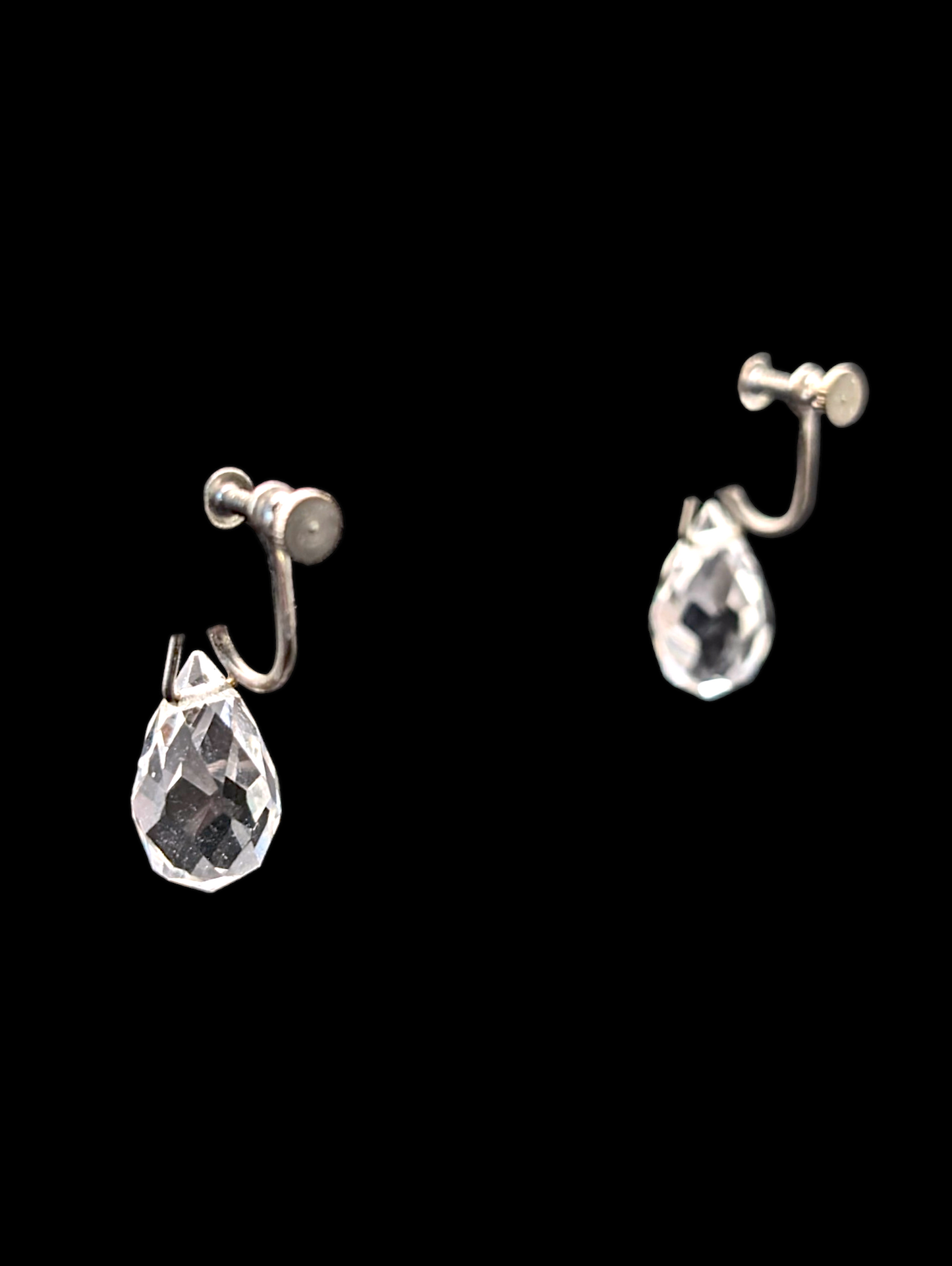 1920s - 1950s Austrian Crystal Teardrop Elegant Minimalist Earrings