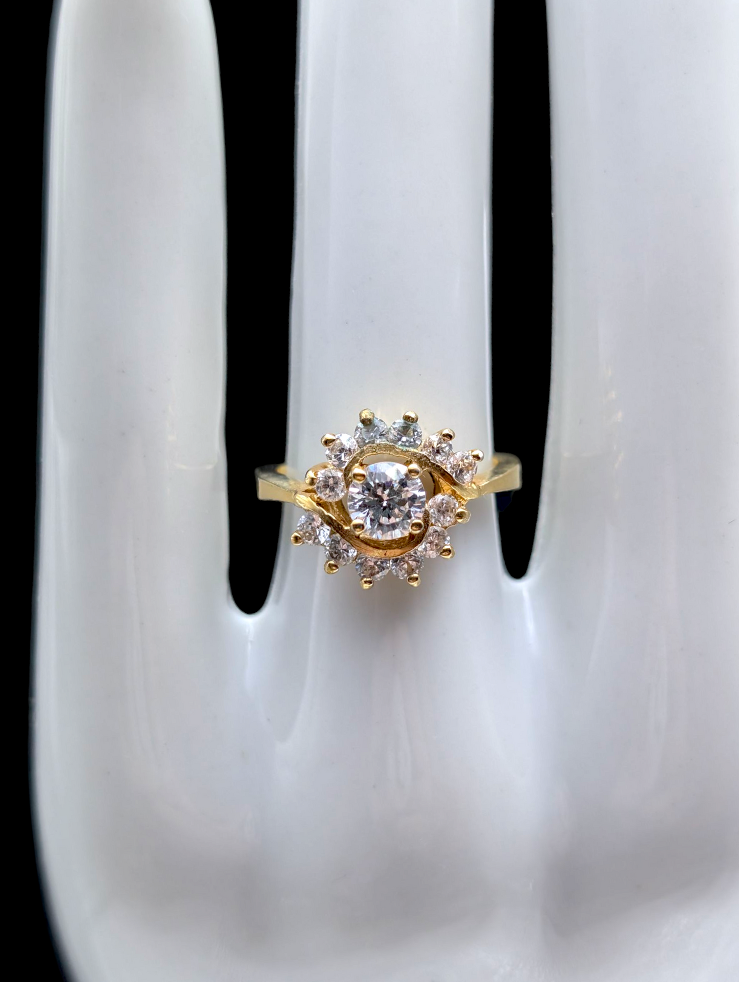 Vintage Cluster Spiral Simulated Diamond Gold over Sterling Vacation Ring