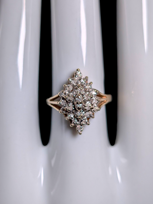 Vintage Designer Richard Klein Earth Mined Genuine Diamond 10k Yellow Gold Engagement Ring