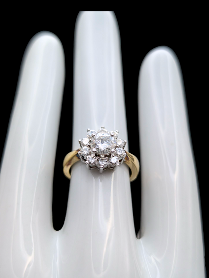 Vintage Collins & Cook Genuine Moissanite Flower Cluster 18k Gold Vermeil Ring
