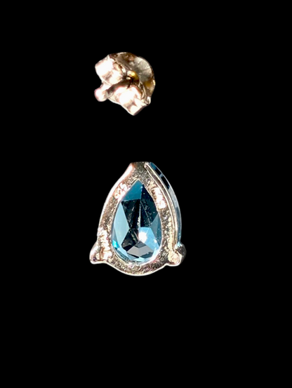Vintage Genuine London Blue Topaz and White Topaz Accent Teardrop Dangle Sterling Silver Earrings