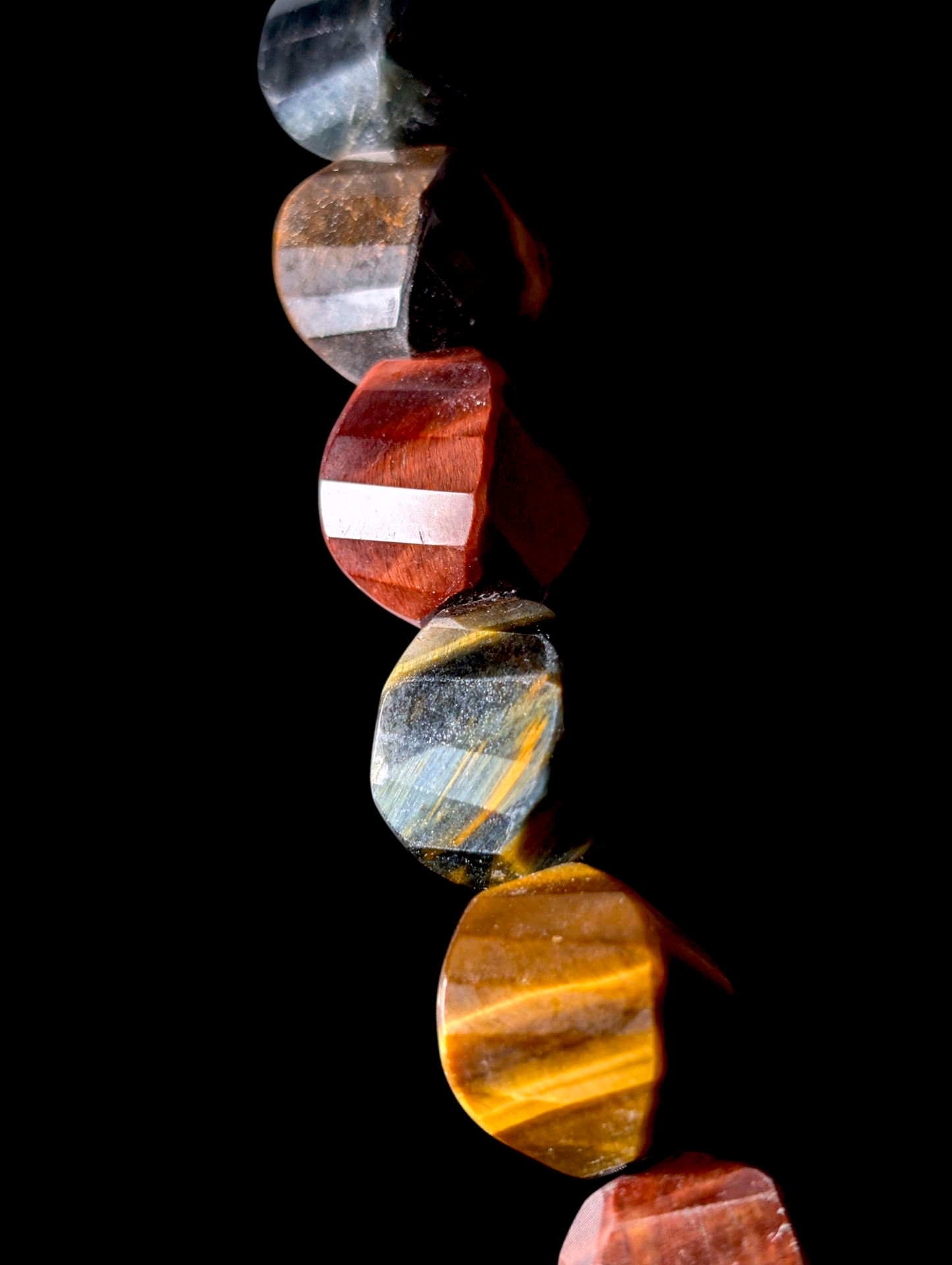 Vintage Designer "Mine Finds" Chunky Earth Mined Genuine Blue Hawk Eye and Tiger's Eye Polished Beaded Sterling Silver Necklace