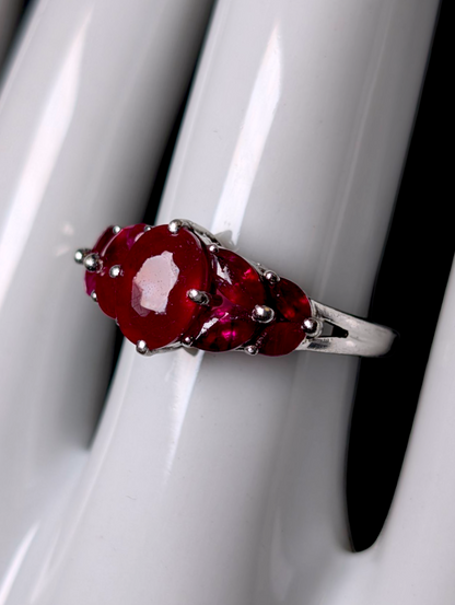 Vintage Art Nouveau Inspired Genuine Ruby Sterling Silver Ring