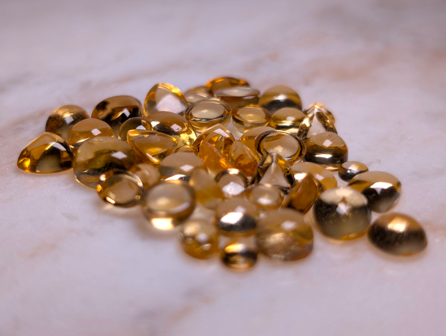 30+ Carat Lot of Oval, Trillion, and Round Cabochon Cut Genuine Citrine Loose Gemstones