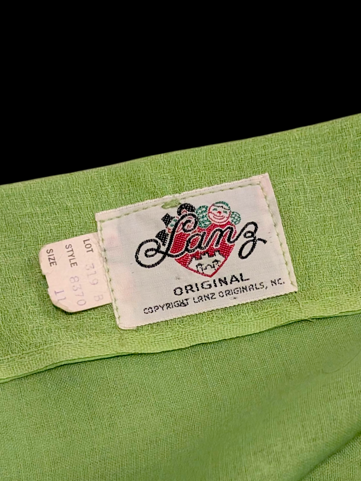 Vintage 1960s Lanz Mod Lime Green Mini Sleeveless Wiggle Dress with Wide Blue Floral Embroidered Belt