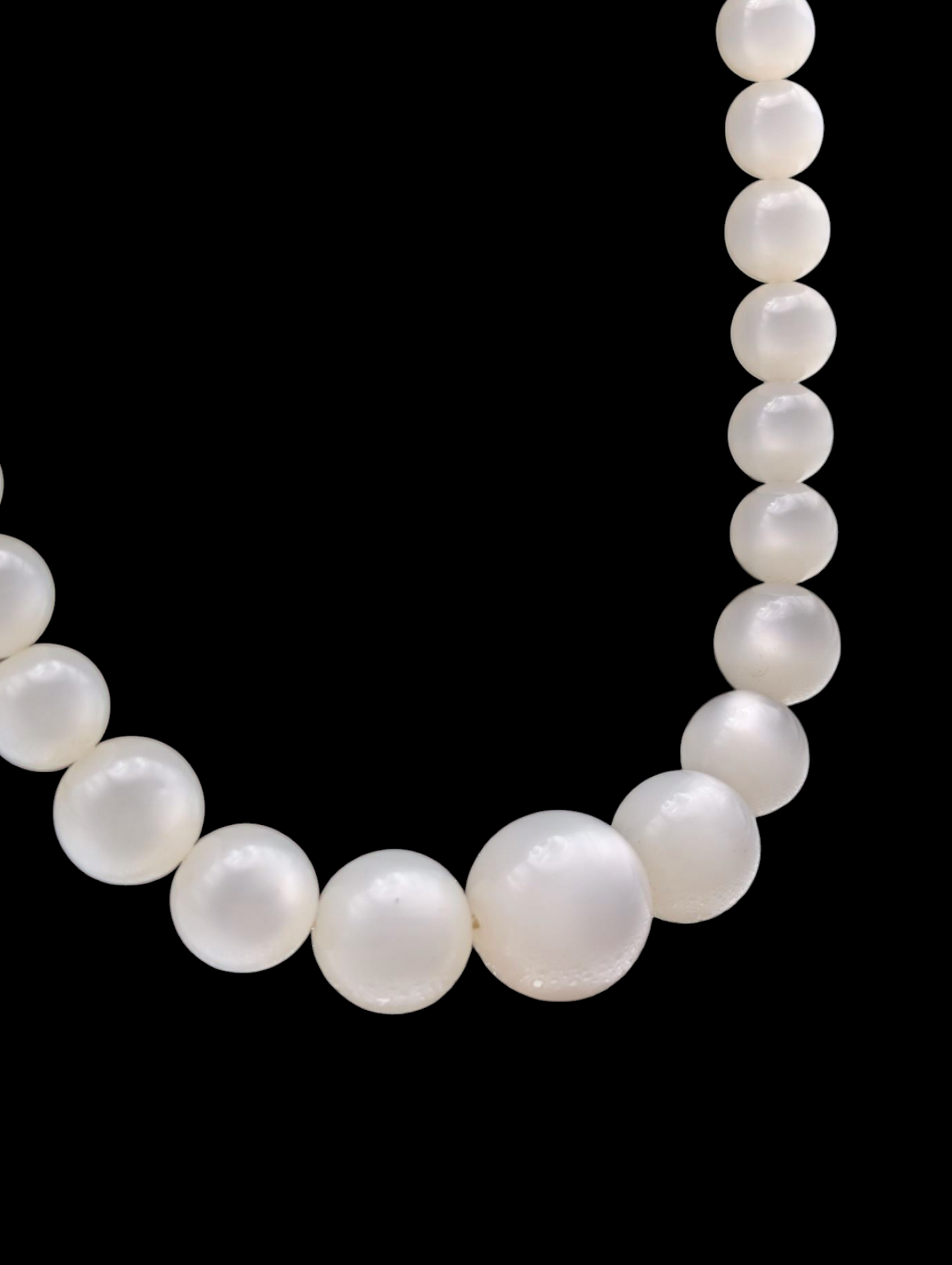1950s Vintage Lucite White Moonglow Graduating Bead Necklace