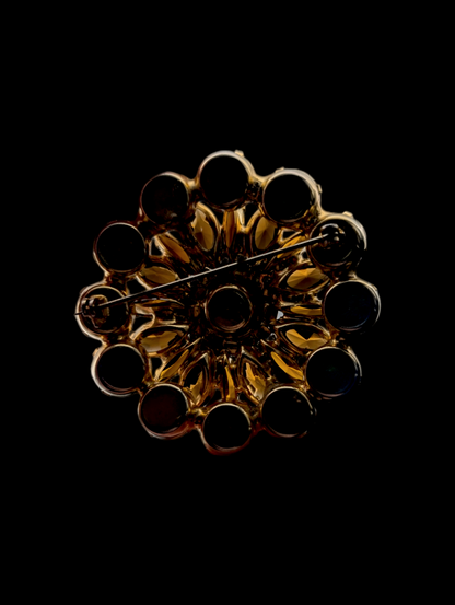 1940s Rare Large Juliana Smokey Topaz Starburst Layered Stacked Crystal Rhinestone Brooch