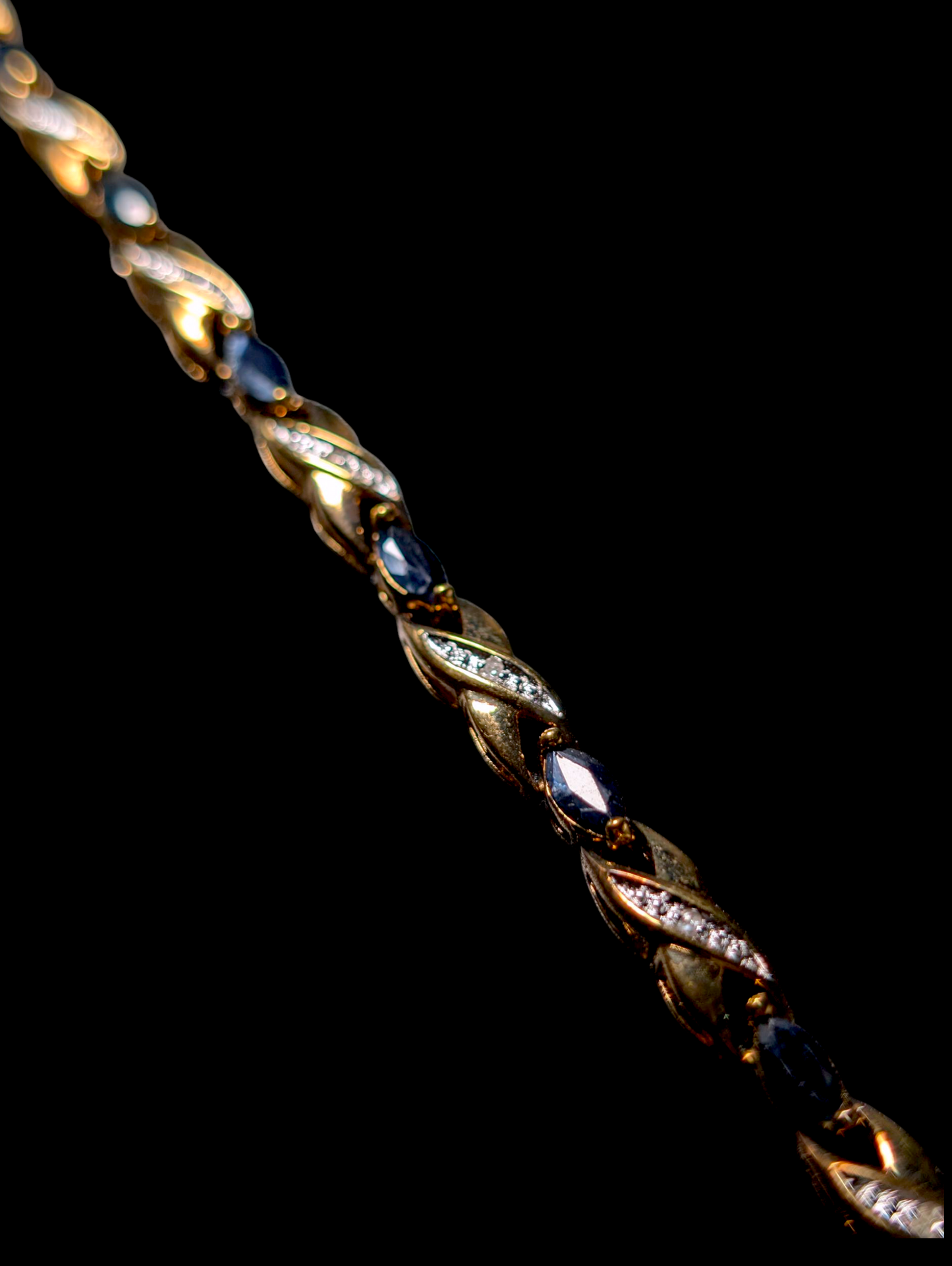 Vintage Marquise Cut Genuine Royal Blue Sapphire and Diamond Accent 18k Yellow Gold Vermeil Infinity Tennis Bracelet