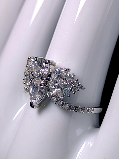 Vintage Inspired Butterfly Simulated Diamond Silver Toned Ring