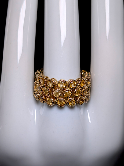 Vintage Ariel Linked Genuine Citrine Infinity Band Gold Toned Ring