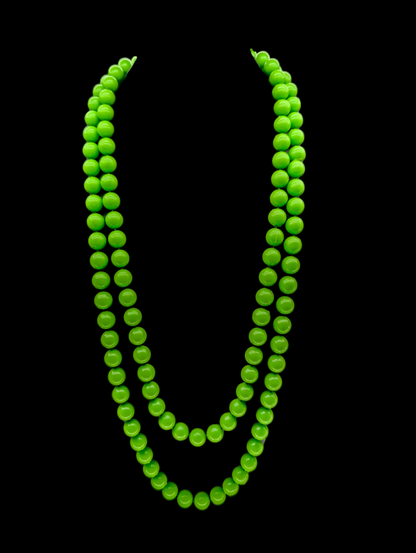 1960s Vintage Green Lucite Beaded Long Necklace