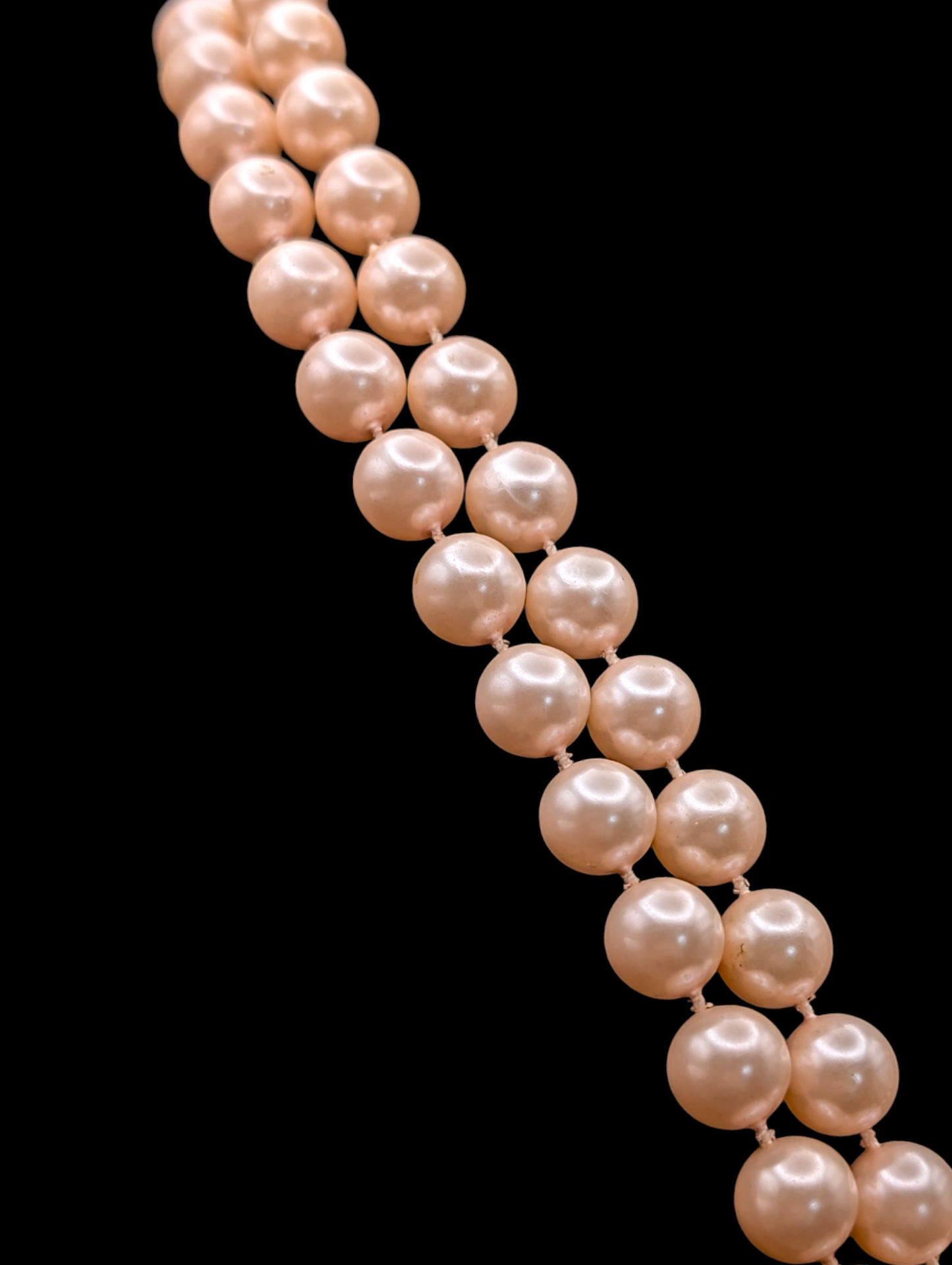 1950s Freshwater Double Strand Pink Pearl Opalescent Necklace