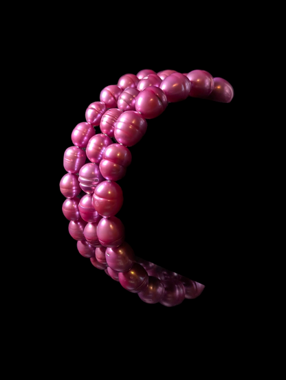 Vintage Inspired Honora Graduating Purple Genuine Pearl Hand Knotted Ring Shaped Necklace and Bracelet Set