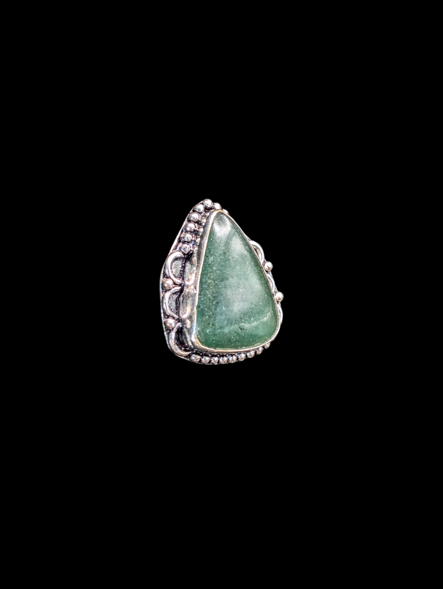 Vintage Soft Triangle Aventurine Green 925 Silver Ring