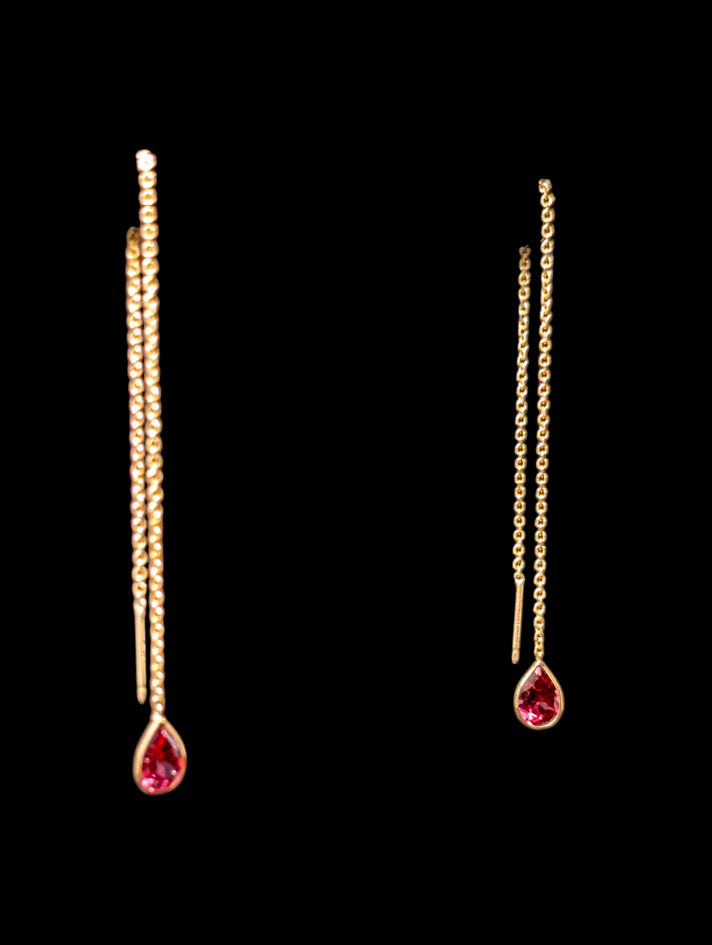 Vintage Threader Genuine Amethyst Pear Cut 14k Yellow Gold Earrings
