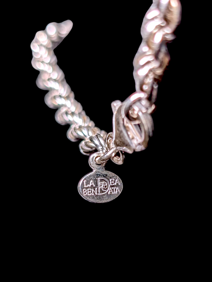 Vintage La Dea Bendata Designer Sterling Silver Rope Twist Necklace and Bracelet Set