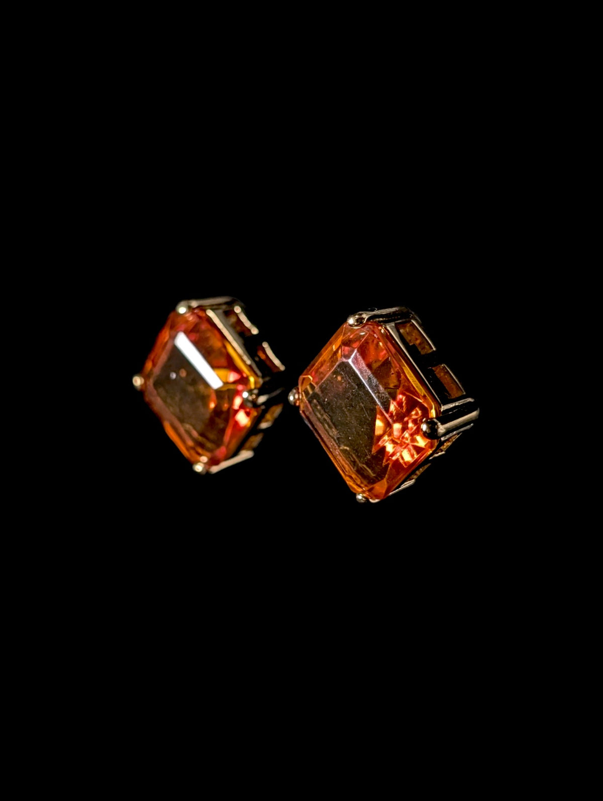 Vintage Lee Sands Simulated Citrine Gold Plated Stud Earrings