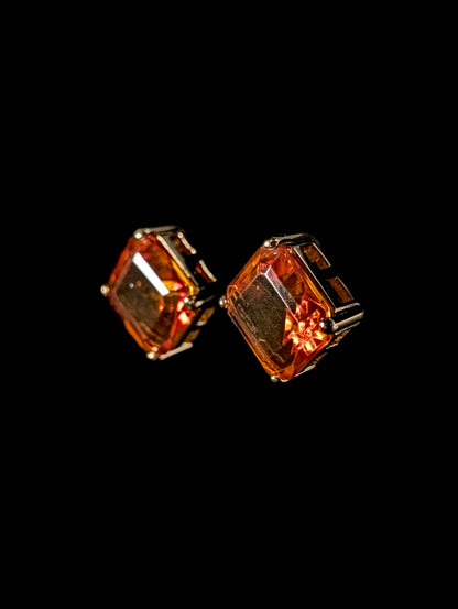 Vintage Lee Sands Simulated Citrine Gold Plated Stud Earrings