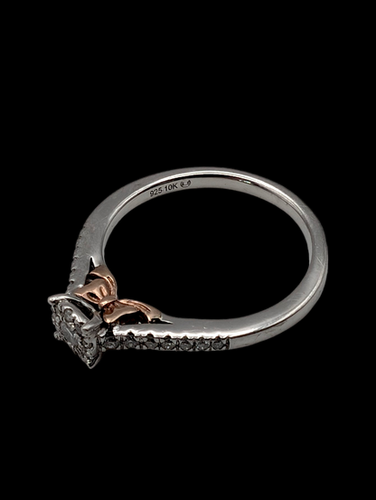 RARE Discontinued Disney Enchanted Diamond 10k Gold Ring with Rose Gold Ribbon