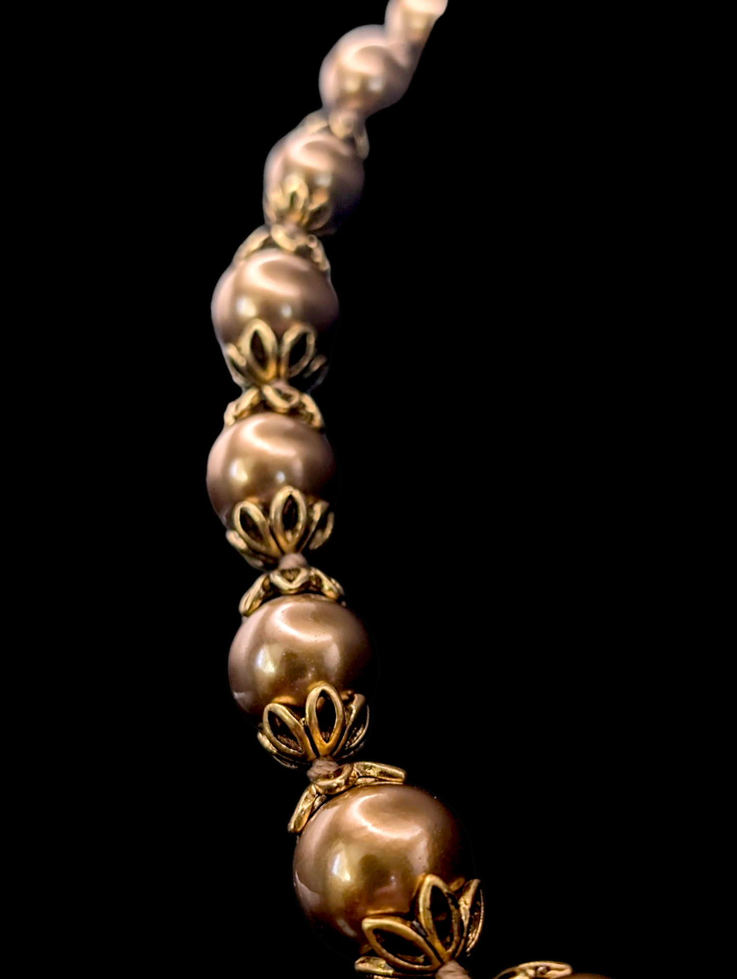 Vintage Bronze Graduating Bead Necklace with Gold Accents - Liz Claiborne