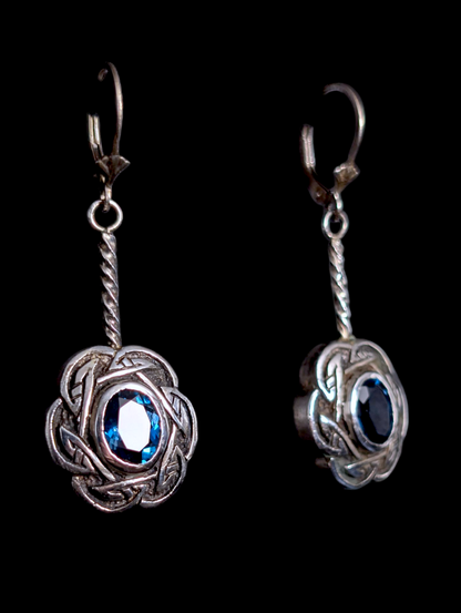 Vintage Rare 3 Piece Designer Shube Dakota West Genuine London Blue Topaz Oxidized 105g Sterling Silver Necklace, Bracelet, and Earrings Set