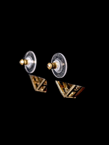 Vintage Lee Sands Simulated Citrine Gold Plated Stud Earrings