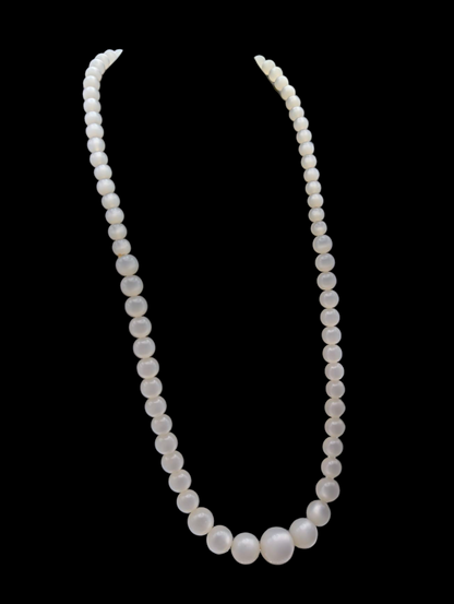 1950s Vintage Lucite White Moonglow Graduating Bead Necklace