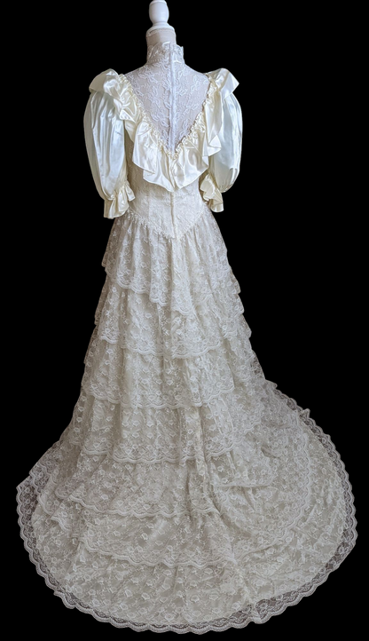 1980s Vintage Southern Belle Victorian Inspired Wedding Dress