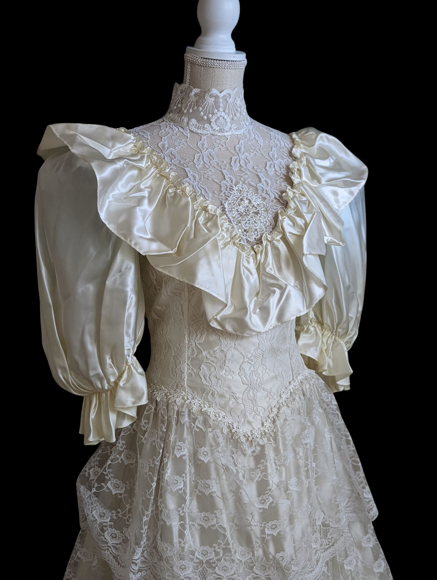 1980s Vintage Southern Belle Victorian Inspired Wedding Dress