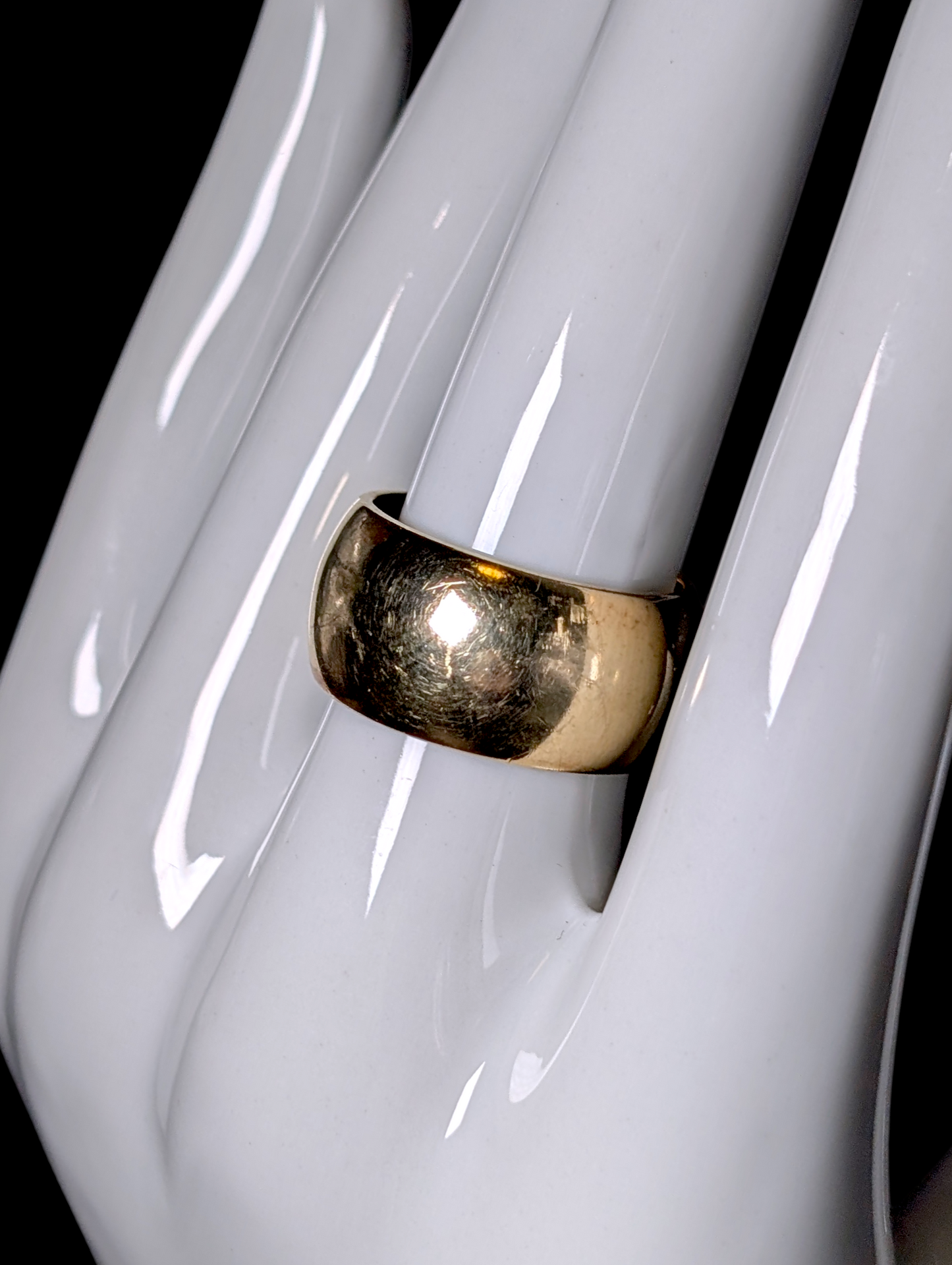 Vintage Italian Simple Domed Wide Band Gold over Sterling Silver Ring