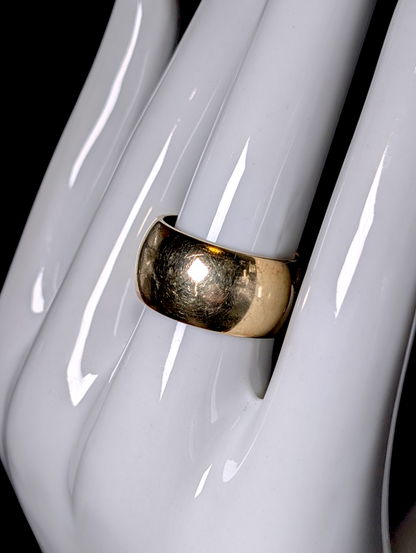 Vintage Italian Simple Domed Wide Band Gold over Sterling Silver Ring