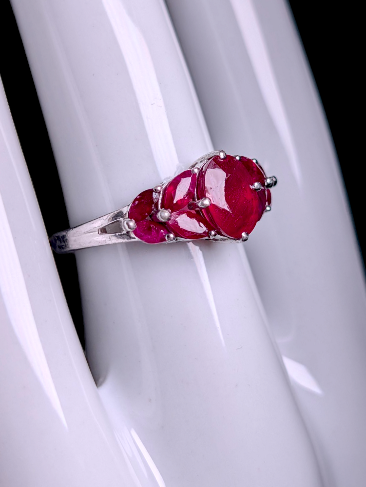 Vintage Art Nouveau Inspired Genuine Ruby Sterling Silver Ring