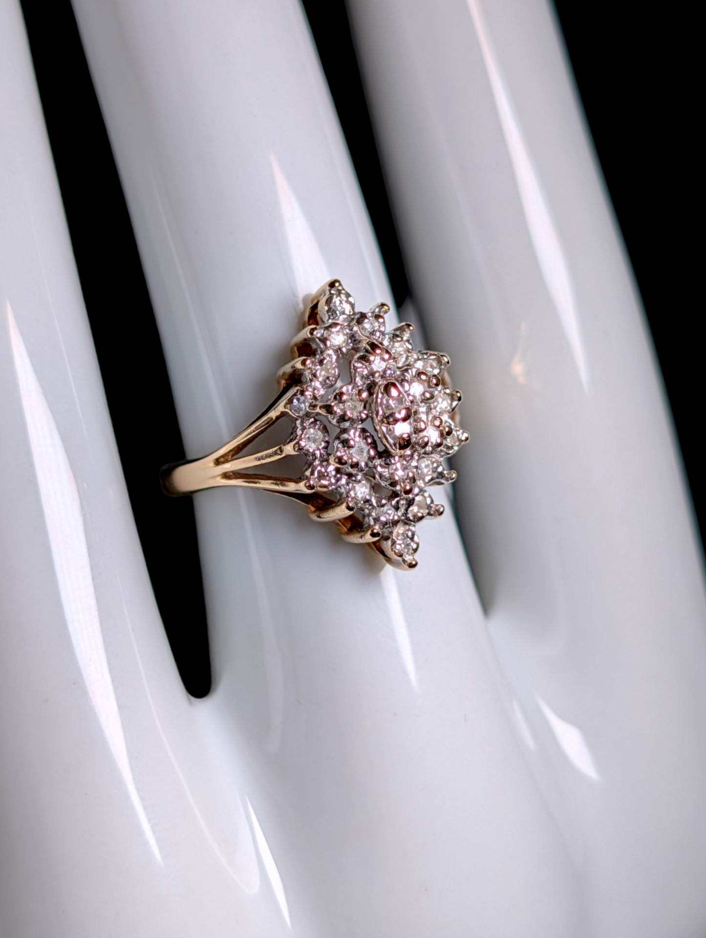 Vintage Designer Richard Klein Earth Mined Genuine Diamond 10k Yellow Gold Engagement Ring