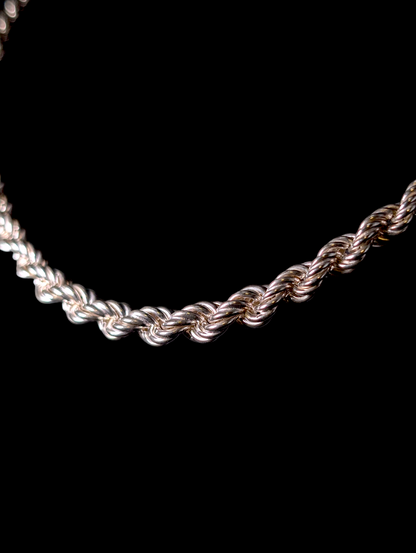 Vintage La Dea Bendata Designer Sterling Silver Rope Twist Necklace and Bracelet Set