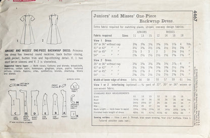 1960s - 1970s Original Vintage Sewing Pattern: Simplicity 4467 Size 12