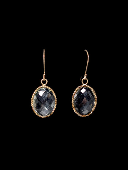 Vintage Rose Cut Genuine Green Amethyst Gold over Sterling Dangle Earrings