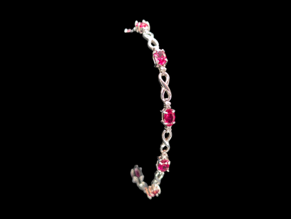 Vintage Genuine Ruby Gemstone Sterling Silver Infinity Tennis Bracelet