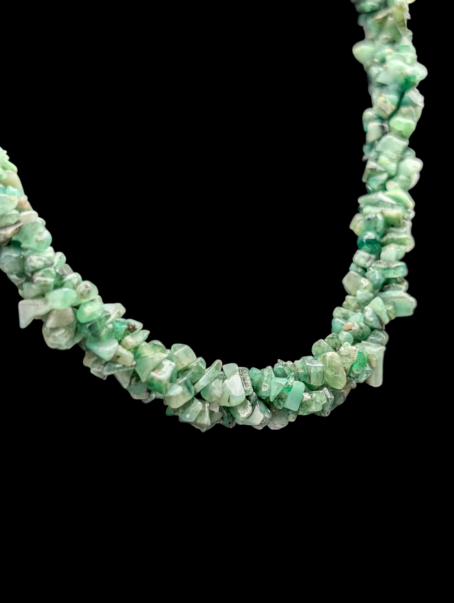 Vintage Earth Mined Genuine Emerald Gemstone Chip Sterling Silver Necklace