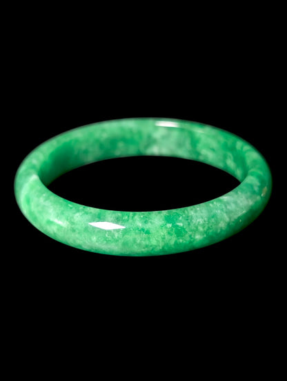 Vintage Genuine Green Jadeite 11.75mm Thick Bangle Bracelet
