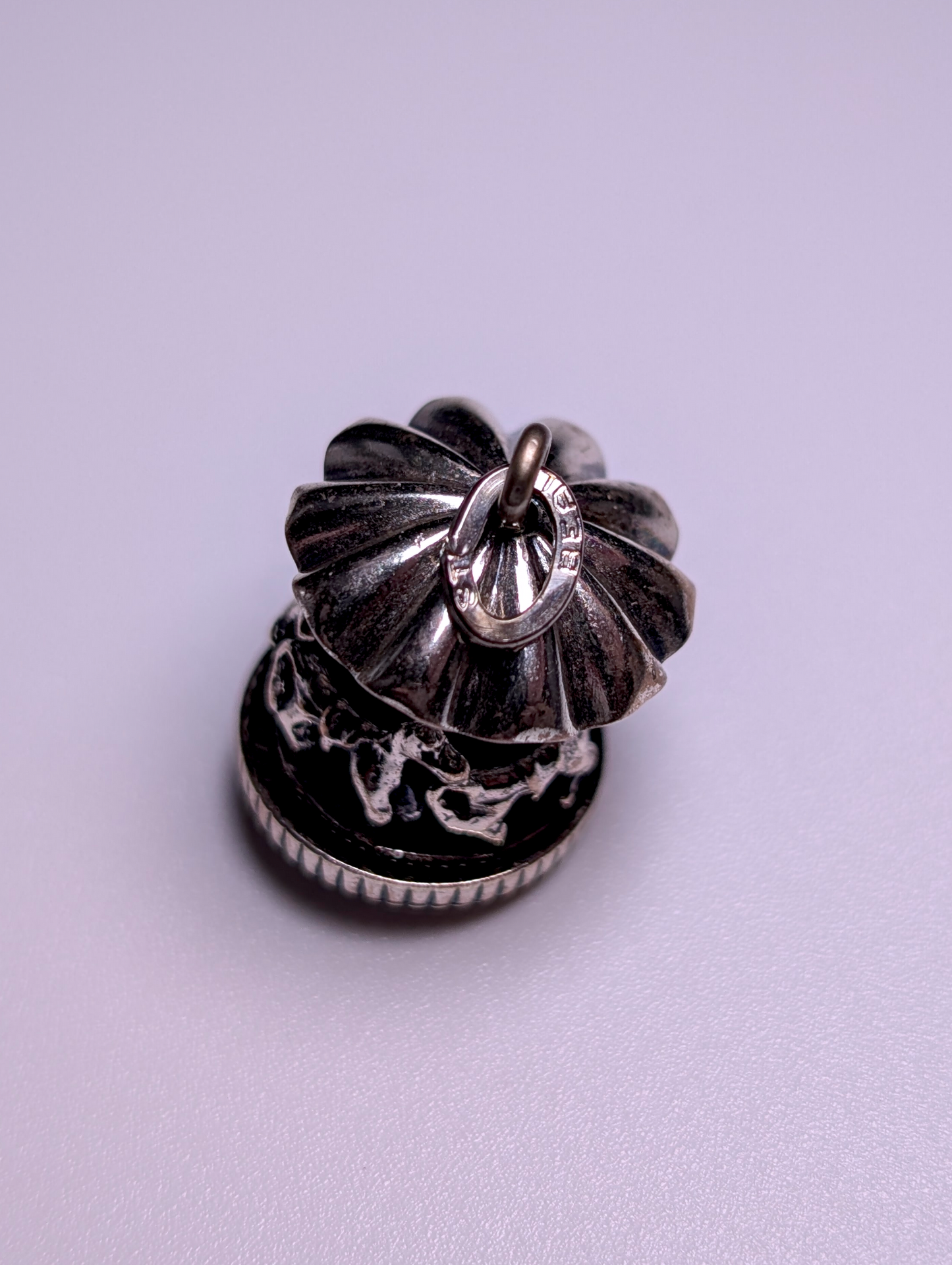 Vintage Detailed Moving Carousel Sterling Silver Charm