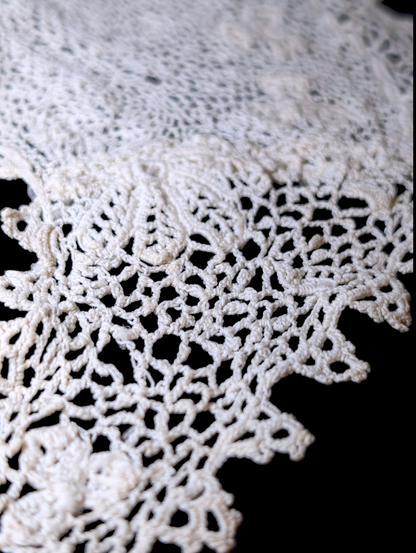 Antique Victorian Handmade Irish Lace White Square Collar